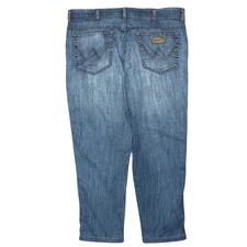 Wrangler Light Blue Jeans Men's 38 Straight Leg Faded Denim Five Pocket Trousers