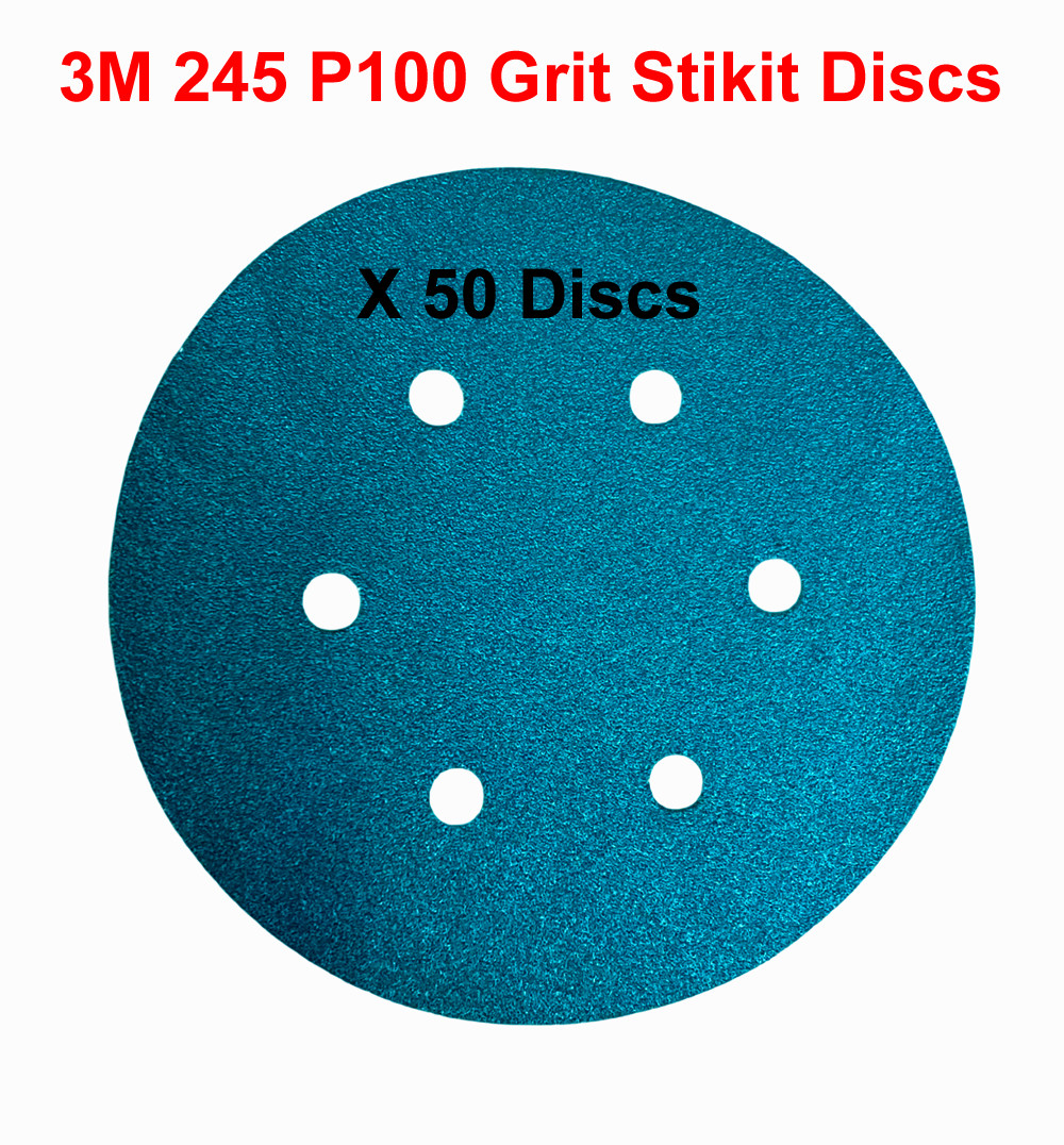 Pack Of 50 x 3M 245 Stikit Sanding Discs 150Mm P100 - LD600A with 6 x vac holes