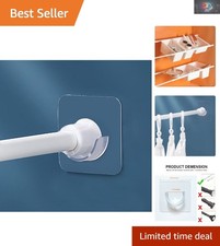 Transparent Tension Rod Holders 2-Pack   No Drilling, Wall Protection, Secu...