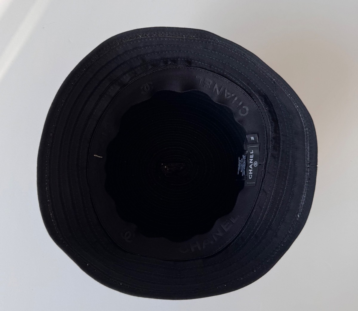 22P CHANEL BLACK CC LOGO BUCKET CLOCHE HAT M | eBay