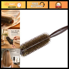 Round Blowout Brush 1.73" Small Boar Nylon Bristles, Wooden Handle, Anti-Stati