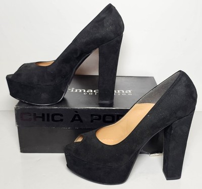 PRIMADONNA COLLECTION WOMEN'S EURO 38 NEW/BOX 5 INCH HEEL Black MICROFIBER 8604