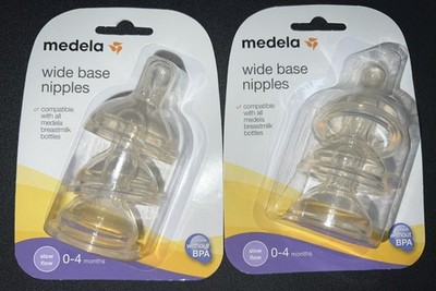 QTY 6 Medela Wide Base Baby Bottle Nipples Slow Flow NEW (3pack x 2)