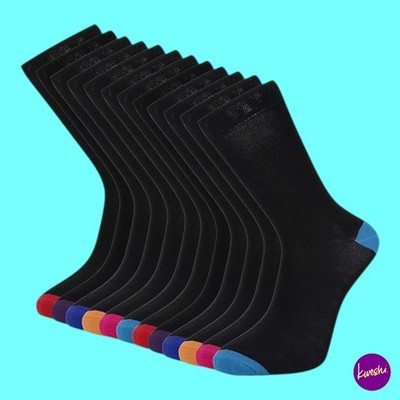 Cob Stallion schwarze Fersen- & Zehensocken für Herren, 12 Paar Pack, schwarz, UK 6-11