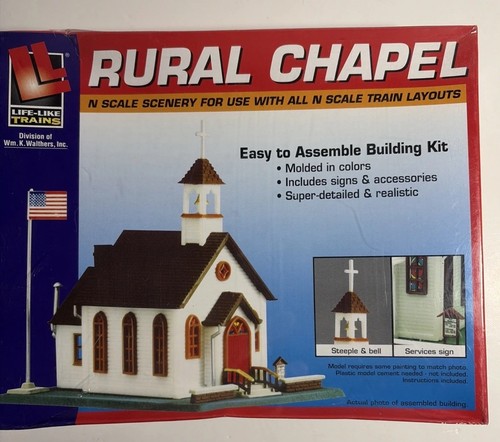 LIFE-LIKE TRAINS RURAL CHAPEL N SCALE KIT # 7464 NEW IN SEALED FACTORY BOX | Zustand: New