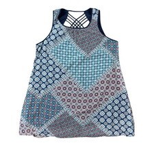As U Wish Navy Patchwork Print Sleeveless Dress Size 1X Boho