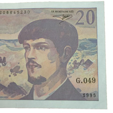 TWENTY 20 FRANCS BANKNOTE 1995 BANQUE DE FRANCE VINGT CLAUDE DEBUSSY