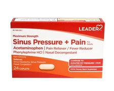 Leader Maximum Strength Sinus Pressure & Pain Relief Caplets For Adults 24 Count
