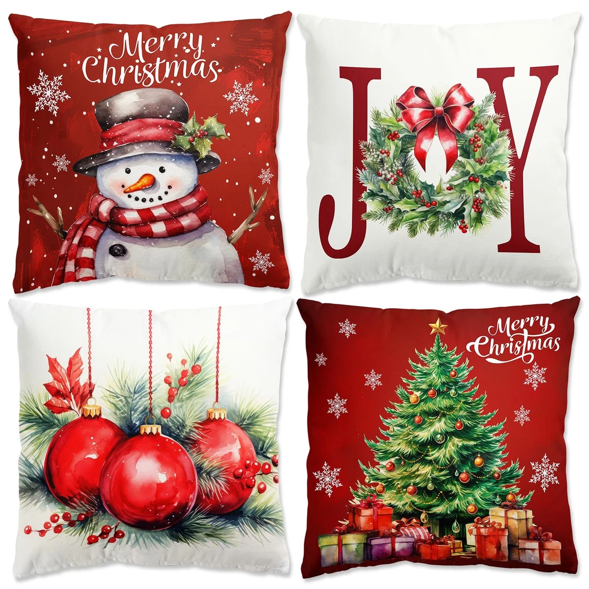 Federe Cuscino Natale 45x45 Cm Voqeen - Decorazioni 3D Babbo Natale, Cerniera Invisibile, Per Divano Salotto
