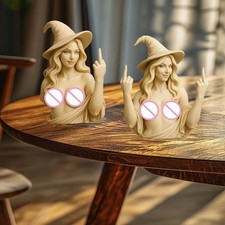 Middle Finger Witch Statue, Funny 3DResin Middle Finger WitchFigurine Z6I5 9CJ6