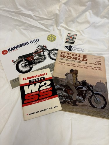 Kawasaki W2SS Rider Handbook, Cycle World Magazine, & Brochure