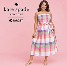 Kate Spade NY x Target Plaid Tie Waist Midi Dress XXL Pastel Cottagecore Spring