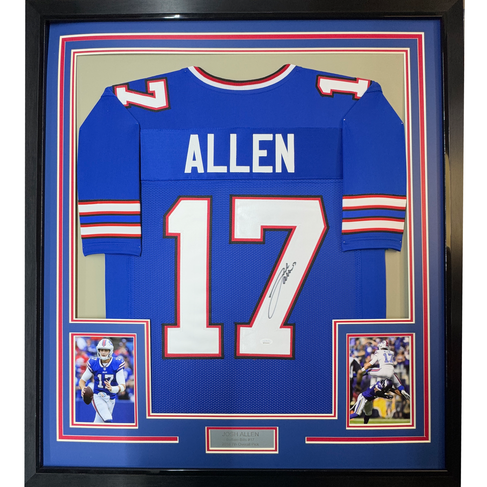 Josh Allen Autographed Signed Buffalo Bills Framed / 35x39 Blue Jersey JSA COA 