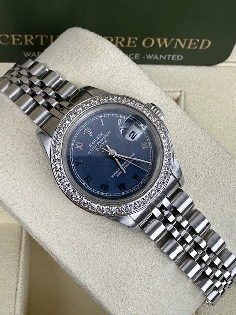 ROLEX DATE DATEJUST STEEL AND CERTIFICATES