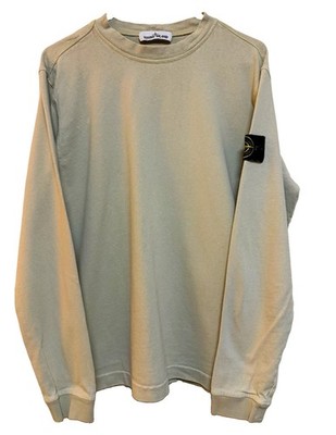 Stone Island Crewneck Pullover Sweatshirt Logo Cotton Beige Men s Size M