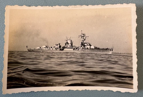Original WWII Kriegsmarine German Cruiser Photo at Sea 9 x 6 cm