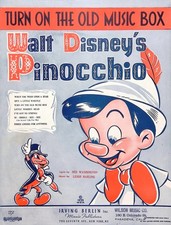 Turn On The Old Music Box Sheet Music Pinocchio Walt Disney Film Leigh Harline