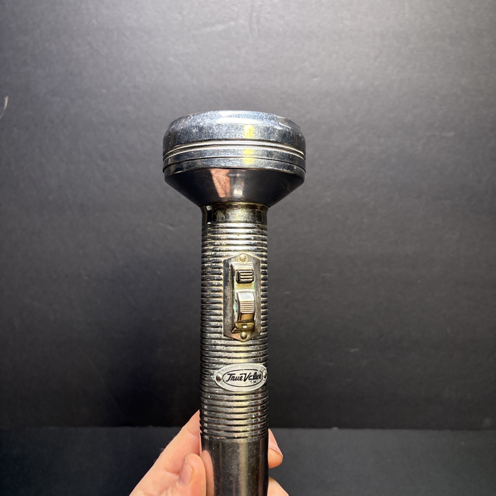 Vintage  TRU-TEST True Value Supreme Vintage 15” Chrome w Morse Code Button ASIS
