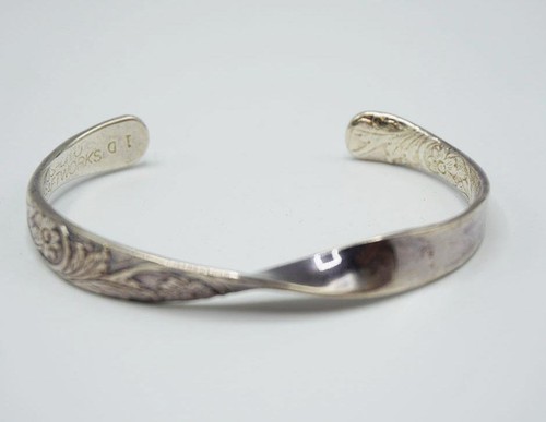 Sausalito Craftworks Twisted Silver Tone Floral Cuff Bracelet Fashion Jewelry