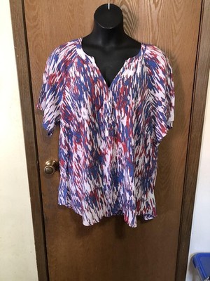 Kim Rogers Curvy Red, White, and Blue Top 3X