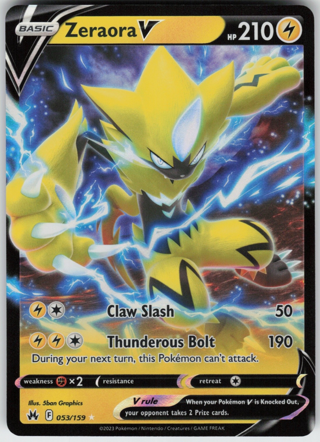 Foil Zeraora V 053/159 Crown Zenith Ultra Rare NM
