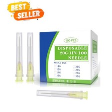 Individually Sealed 100 Pcs 20 Ga 1 Inch Disposable Needles - Leak-Free Design