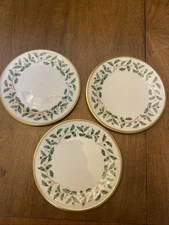 Lenox USA Made Fine Bone China HOLIDAY Christmas Salad Plates Set Of 3 Original
