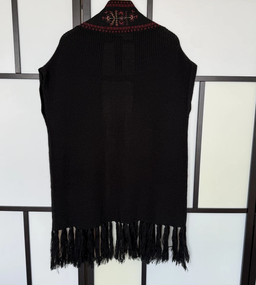 Merona Sweater Vest Wrap Black Women's Nordic Scandi Vibes Boho Hippie NWT - Image 2 of 4