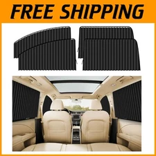 Black Louvered Magnetic Sun Shade Set - 4 PCS Car Window Privacy Solutions