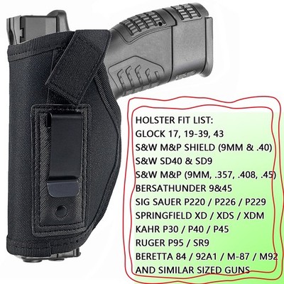 Tactical Concealed Carry IWB Right Left Hand Pistol Gun Holster with Metal Clip