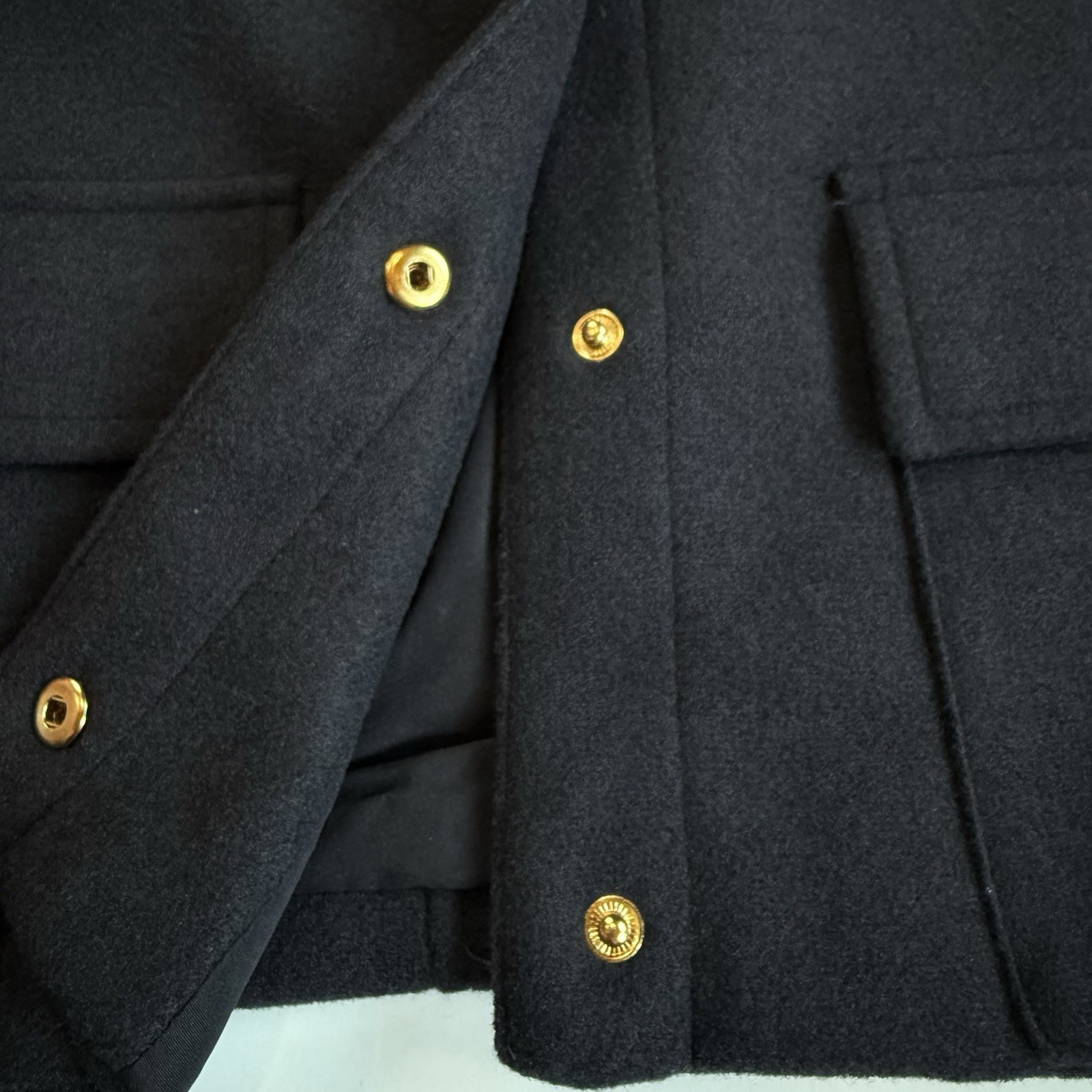 New Jason Wu Edit Cropped Pea Coat 4 S Military Jacket Blazer Gold Tone Button image 6