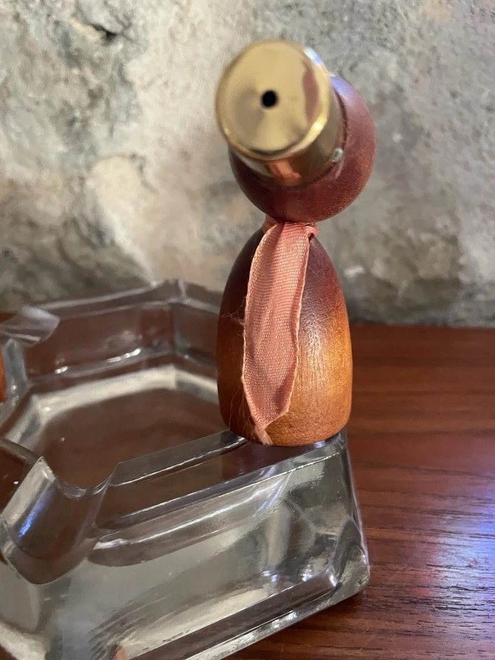 Ancienne salière + poivrière, en bois / teck, forme de canard , vintage - Photo 3/4