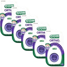 5x Filo interdentale GUM Ortho Floss - 5x 50 pezzi detergente per apparecchi ortodontici