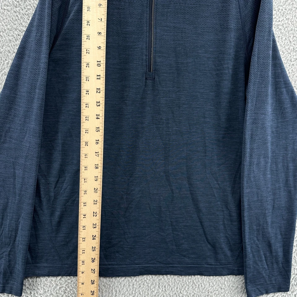 Camisa Lululemon Para Hombres Grande L Azul Metal Vent Tech 1/2 Cremallera Manga Larga Camisa Gimnasio Foto 4 de 4