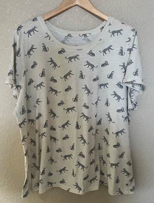 Lane Bryant Allover Leopard Print T-Shirt / Cream / Size 22/24