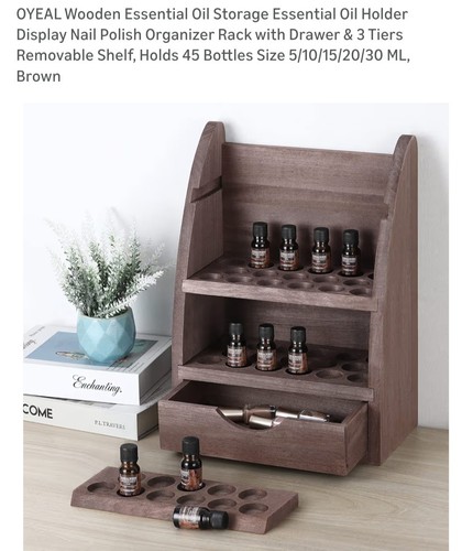 Wooden Essential Oil / Nail Polish Holder Display Holds 45 Bottles
