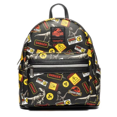 LOUNGEFLY Jurassic Park Warnschilder Mini Rucksack - Entertainment Earth Exklusiv