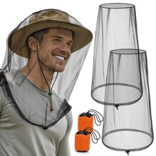 2 Pack Premium Mosquito Head Nets, Ultra Large Bug Net for Head Adjustable Dra