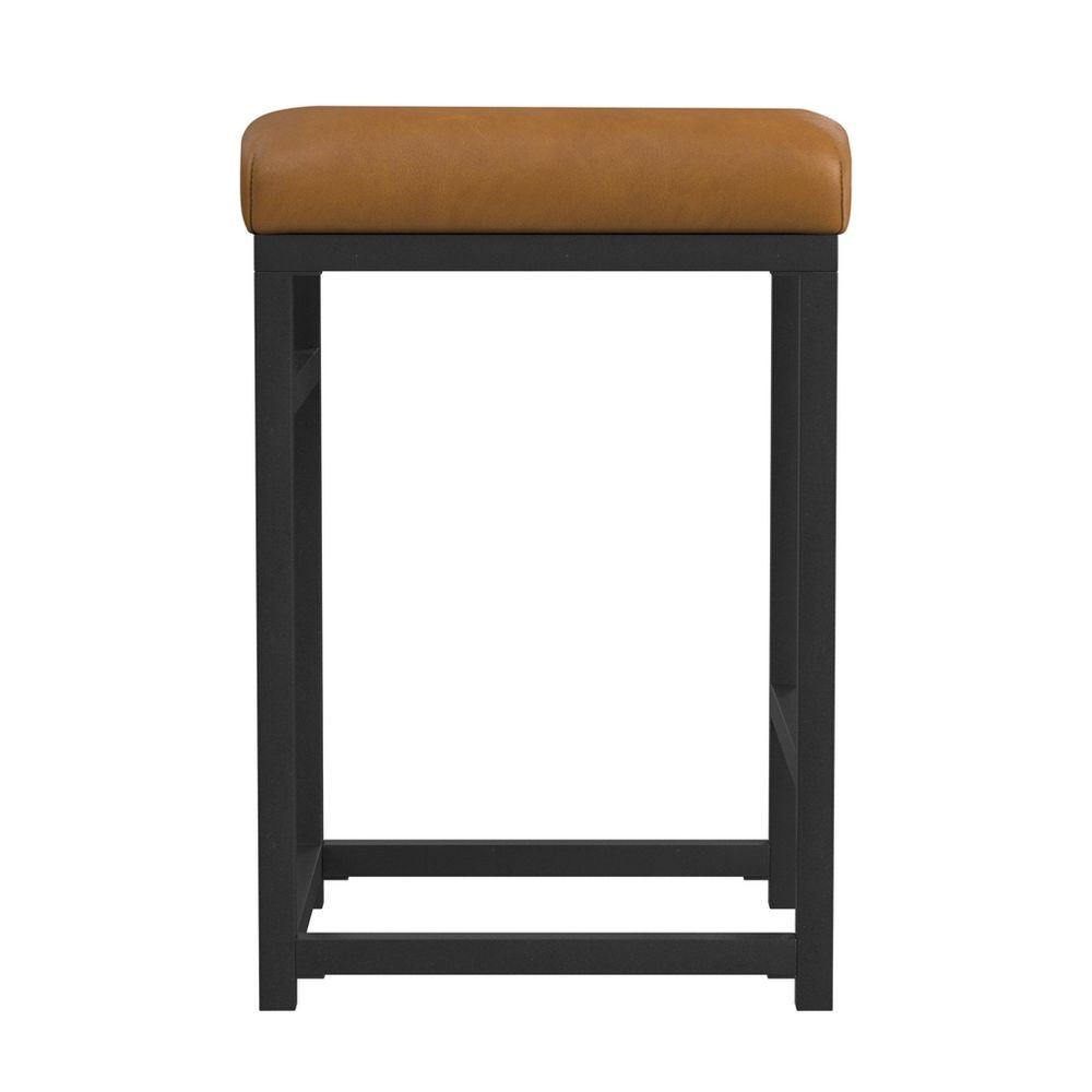 Барная стойка HomePop из искусственной кожи без подлокотников Industrial Farmhouse 24 Коричневый 7190₽