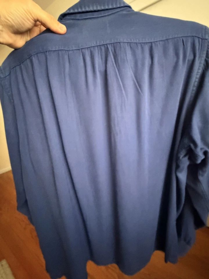 Camisa De Colección Años 50 60 Gabardina Rayón Manga Larga Botón Pequeña Mediana RARA Foto 4 de 4