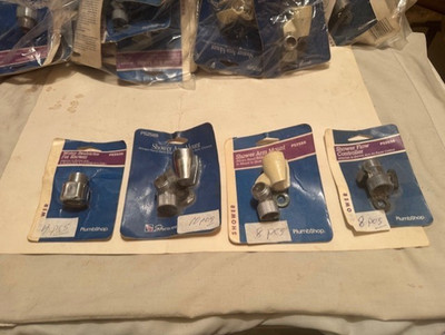 NEW / OLD STOCK WHOLESALE 30 PC LOT HAND HELD SHOWER HEAD ARM MOUNTS+RESTRICTORS
