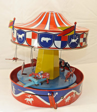 Wolverine Tin Litho MERRY GO ROUND TIN WIND UP TOY working, no box