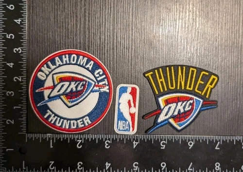 LOT SET OF 3 OKLAHOMA CITY THUNDER  IRON ON EMBROIDERED PATCH BASKETBALL - product listing photo
