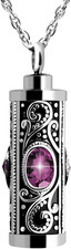 Crystal Cremation Urn Necklace for Ashes Keepsake Stainless Steel Memorial Penda