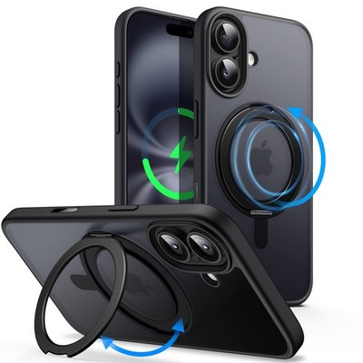 360 Degree Rotatable Ring Case for iPhone 16 6.1-Inch with Camera Control Button