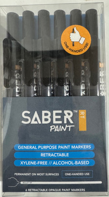 6 PACK FARO SABER PAINT RT PAINT MARKER BLACK 59116 BULLET TIP WATER RESISTANT