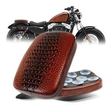 Motorcycle Leather Pillion Rear Passenger Pad Seat 8 Suction Brown 1-Crocodile