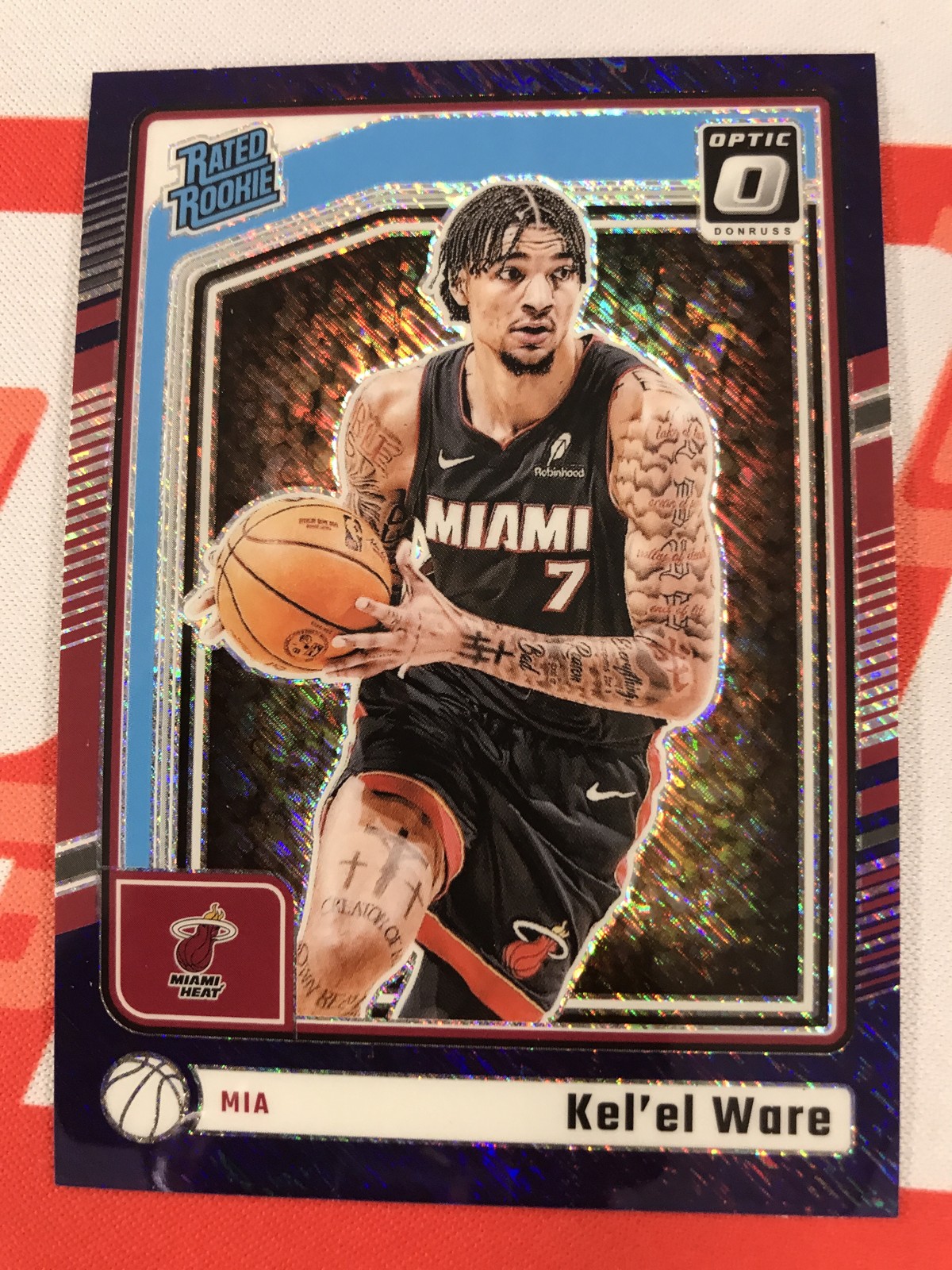 2024-25 Donruss Optic #280 Kel'el Ware Purple Shimmer Miami Heat