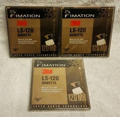 Lo of 3 Vintage Imation 120MB LS-120 Diskettes 3M New Sealed
