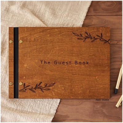 Wedding Guest Book for Wedding and Memorial Occasions by AspenStudio with Woo...